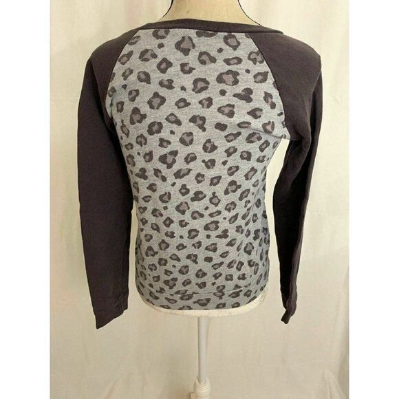 Splendid Womens Grey Gray Long Sleeve Leopard Print Sweater Top Xs - Picture 4 of 7